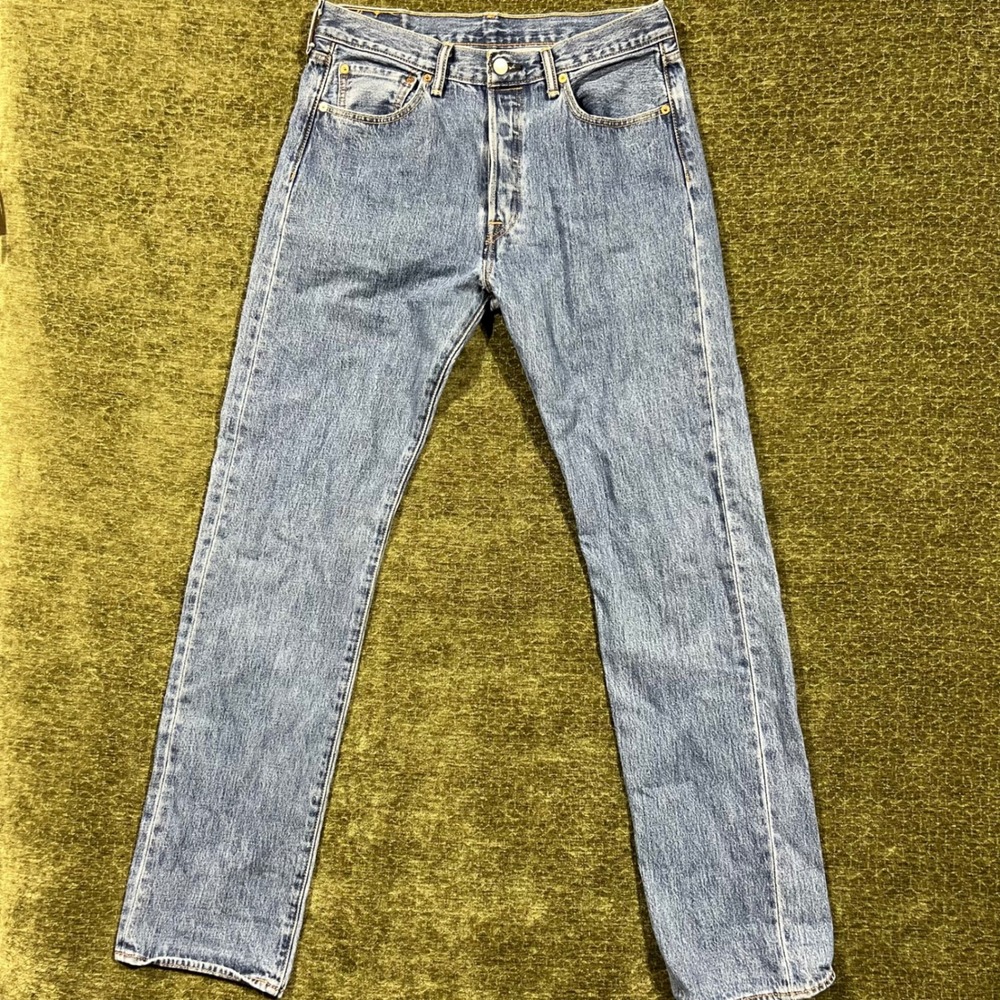 Levi's 501 Original Fit Jeans Mens W33 L36 Blue Button Fly Denim 00501-0193